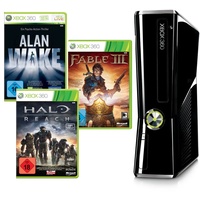 Microsoft Xbox 360 Slim 250 GB + Halo Reach + Alan Wake + Fable 3 (Bundle)