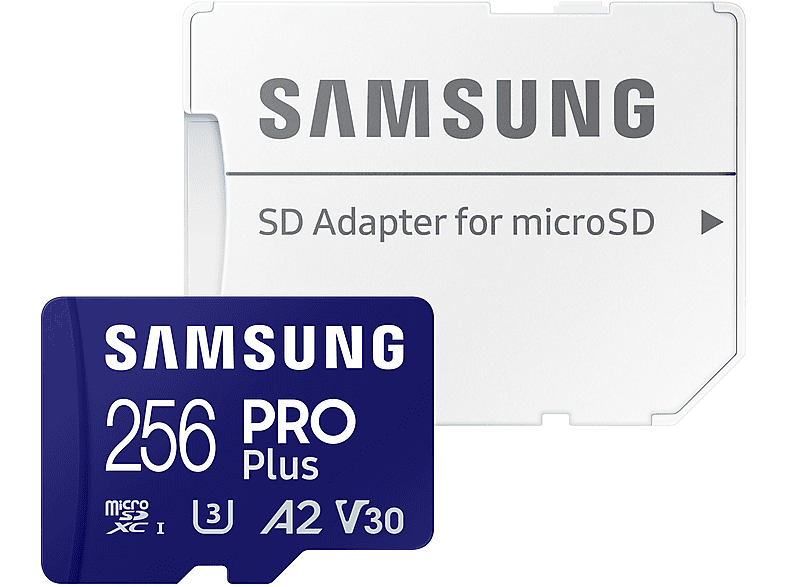 Samsung PRO Plus microSD-Karte SD-Adapter, 256 GB, Für Mobile Gaming auf Smartphones, Tablets und Handheld Konsolen, UHS‑I U3, Full HD & 4K UHD, 180 MB/s Lesen, 130 MB/s Schreiben, MB-MD256SA/EU