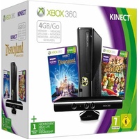 Microsoft Xbox 360 Slim 4 GB schwarz + Kinect + Disneyland + Kinect Adventures (Bundle)