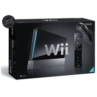 Nintendo Wii schwarz + Sensorleiste + Ständerplatte (Bundle)