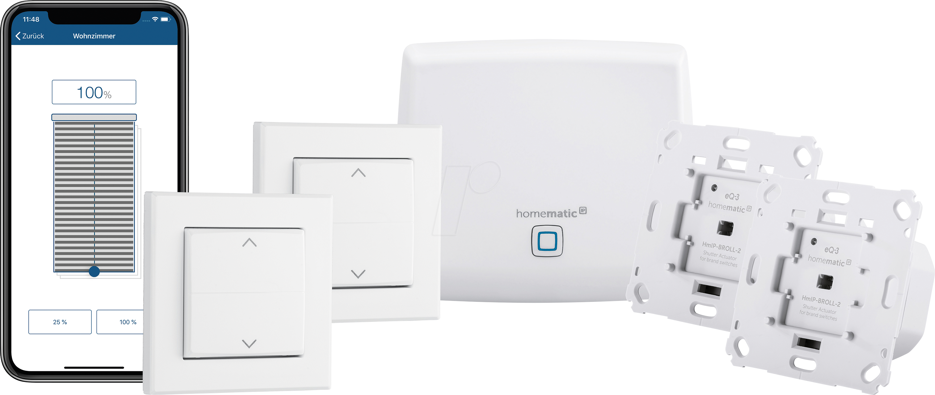 Homematic IP Smart Home Starter Set Beschattung, Digitale Steuerung für 2 Rollläden per App, Alexa & Google Assistant, elektrische Rolladen smart nachrüsten, 158143A0