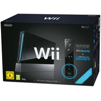 Nintendo Wii schwarz + Wii Sports + Wii Sports Resort (Bundle)
