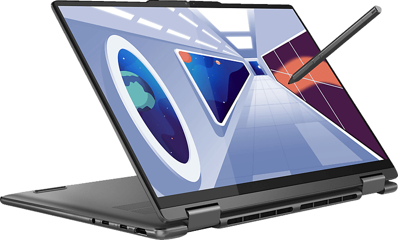 Lenovo Yoga 7 Convertible Laptop | 14″ WUXGA OLED Touch Display | AMD Ryzen 5 7535U | 16GB RAM | 512GB SSD | AMD Radeon Grafik | Win11 Home | QWERTZ | grau | inkl. Pen | 3 Monate Premium Care