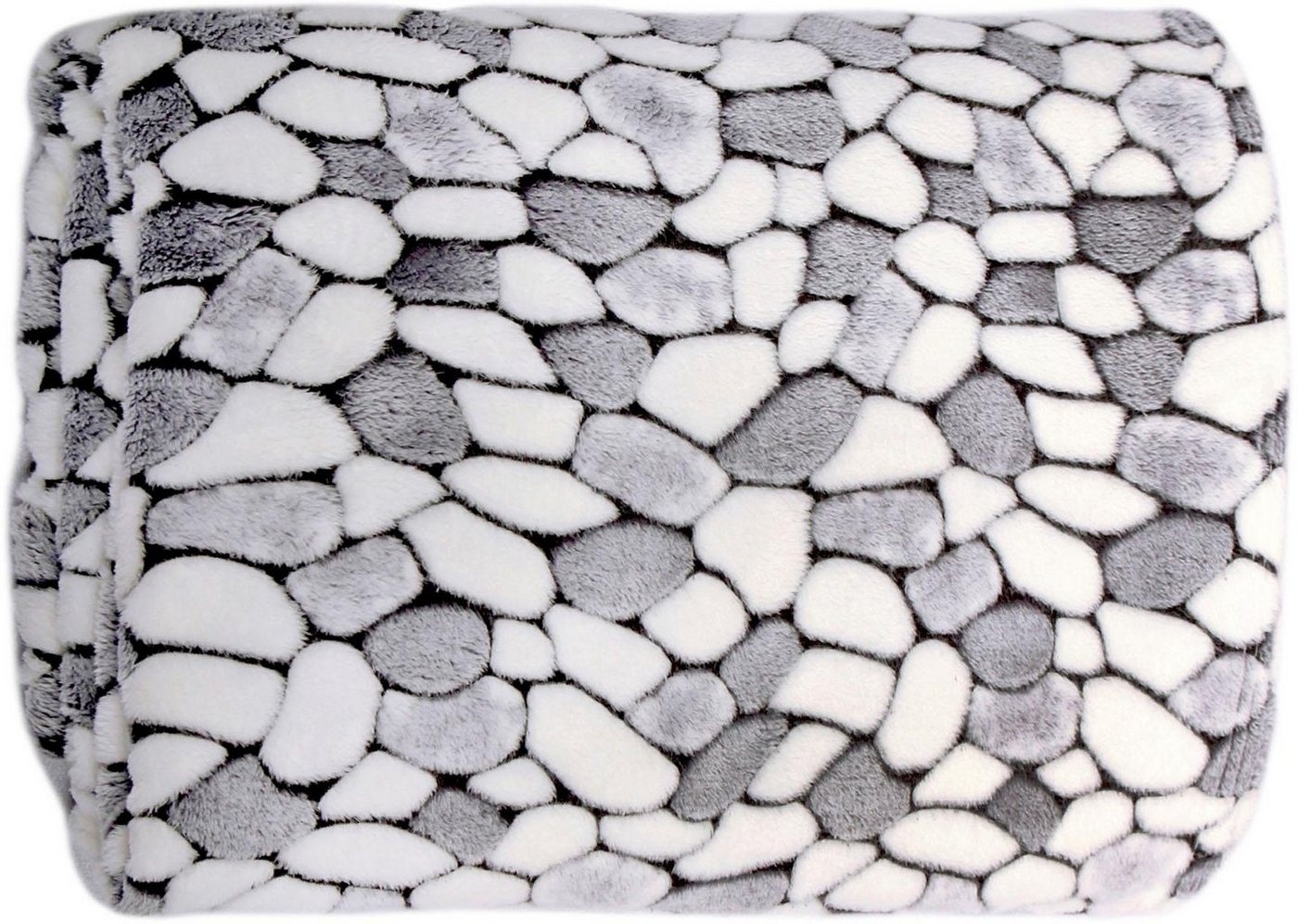 Wohndecke Stone, Delindo Lifestyle, kuschelig weiche Coral Fleece Decke in Steinoptik, Kuscheldecke grau 150 cm x 200 cm