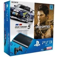 Sony PS3 Super Slim 500 GB + Uncharted 3 + Gran Turismo 5 (Bundle)