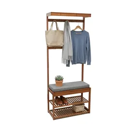 Relaxdays Garderobenständer 175 x 70 x 33 cm Walnussoptik