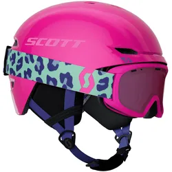 Scott Keeper 2 Skihelm + Witty Kinder Skibrille Set neon pink - 53-56cm