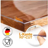 ANRO Tischdecke PVC 2mm Folie Tischschutz Werkzeugbank Auflage (Einzelstück 1-tlg, 90G-Kante - GERADE), Transparent Glatt Breite 120-150cm für großen Esstisch Konferenztisch weiß 120 cm x 260 cm x 2 mm