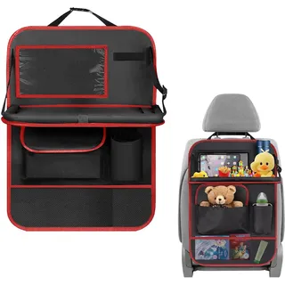 Graplan Auto Organizer Kinder, Autositz Organizer Wasserdichter Rückenlehnenschutz Auto Kinder Rücksitz Organizer mit Klapptisch, Tablet Tasche und Viele Taschen