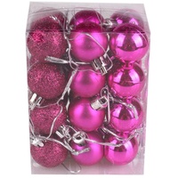 wuayi 24 Stück/Packung 30 mm Weihnachtsbaum Kugel Hängende Anhänger Home Party Ornament Dekor Geschenk (Hot Pink)