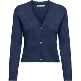 Only ONLKATIA LS CABLE V-NECK CARDIGAN Blau XS