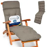 Beautissu Bequeme Liegenauflage Deckchair & Sonnenliegen 200x50cm Flair DC – 8cm Dicke Polsterung Gartenliege Auflage Sonnenliege Liegestuhl Polster mit Schaumflockenfüllung Gartenmöbel Taupe