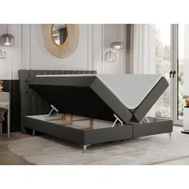 MKS Meble MKS Boxbett, Dunkelgrau, Textil, 2-Sitzer, H4, Rechteckig, 120x200 cm Schlafzimmer, Betten, Boxspringbetten