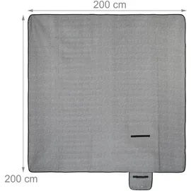 Relaxdays Picknickdecke grau 200 x 200 cm
