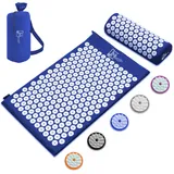 Akupressurmatte mit kissen für Massage & Schmerzlinderung [Das Original], Blau Nadelmatte Set zur Entspannung für Nacken, Rücken, Füße | Yantramatte, Stachelmatte für Meditation