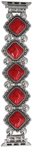 Neue Armbanduhr GlacierX Vintage Stones Stretch Bracelet Marmoriertes Karmesinrot für Apple Watch 38/40/41mm Rot
