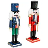 Hi 2er Set Weihnachtsdeko Tischdeko Nussknacker aus Holz, H 18cm