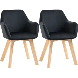 Homcom Esszimmerstuhl Samt schwarz 2er Set