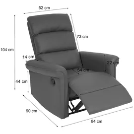 Mendler Fernsehsessel HWC-J96, Relaxsessel Sessel Liegesessel, Liegefunktion verstellbar Kunstleder ~ schwarz