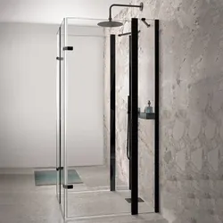 HÜPPE Design pure U-Kabine mit 2 Schwingfalttüren mit Festteil, Maßanfertigung, Glas ohne Anti-Plaque, mit Komfortgriff