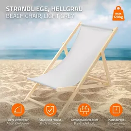 ECD Germany Sonnenliege 117 x 52 x 83 cm Hellgrau
