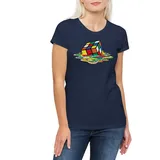 Urban Backwoods Print-Shirt Cube Meltdown Damen T-Shirt Zauberwürfel 80s Magic Speed Cubing Cuber (1-tlg) Speedcube Algorithm Cube Würfel blau S