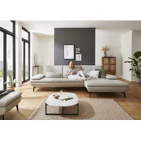 Ecksofa DIE PLANBAR "MP-IN23002 L-Form" Sofas Gr. B/H/T: 322cm x 93cm x 188cm, Ottomane rechts, Armteilverstellung-Sitztiefenverstellung, beige (cyber ecru) wahlweise mit Armteil- und Sitztiefenverstellung