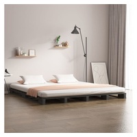 furnicato Bett Palettenbett Grau 200x200 cm Massivholz Kiefer grau