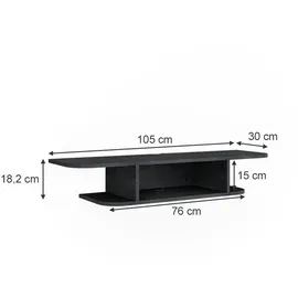 Vicco Lorio TV-Schrank 105 x 18,2 cm Schwarz Beton Holzwerkstoff