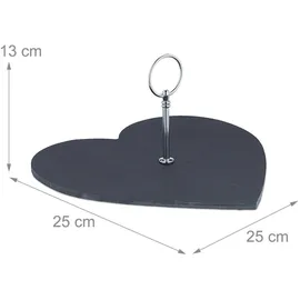 Relaxdays Schieferplatte Herzform, 2.0 Schwarz,Silber