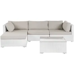 Lounge Set SANO PE Rattan Weiß Rechtsseitig