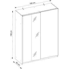 Feldmann-Wohnen Schwebetürenschrank Gozo 180 x 198 x 62 cm Braun/Schwarz