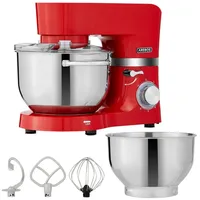 Arebos Küchenmaschine 1500W, Knetmaschine mit 2x Edelstahl-Rührschüsseln, Geräuscharm, 1500 W, 5,50 l Schüssel rot