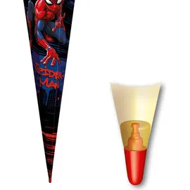ROTH Schultüte groß Marvel Spider-Man 100 cm eckig Tüllverschluss, ROT(H)-Spitze Zuckertüte Schulanfang