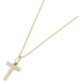 Luigi Merano Kette mit Anhänger Buchstabe T Zirkonia Gold 375
