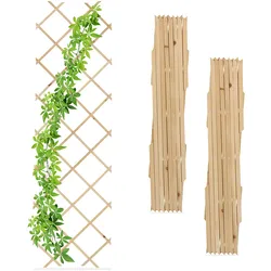 Relaxdays Rankgitter ausziehbar, 3er Set, Rankhilfe Kletterpflanzen, 180x60 cm, Garten, Balkon & Terrasse, Holz, natur
