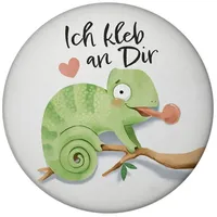 Speecheese Chamäleon Magnet rund rund mit Spruch Ich kleb