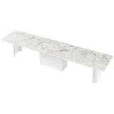 Design Esstisch Tisch HE-444 Marmor - Weiß Hochglanz Marmoroptik XXL ausziehbar 160 bis 412 cm - Weiß