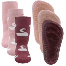 Ewers 3er-Pack Schwan Stoppersocken SoftStep, Socken mit Antirutschsohle für Mädchen, Anti-Rutsch-Socken mit Gummisohle, MADE IN GERMANY, 3 Paar rutschfeste Kindersocken, Größe 27-28 - 27-28