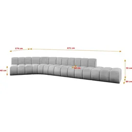altdecor Ecksofa modulares Sofa Brilo-L2 - 471x174x70 cm Grau