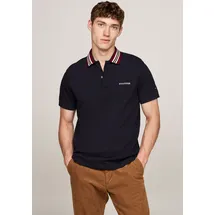 Tommy Hilfiger Poloshirt TOMMY HILFIGER "GIFTING POLO RWB COLLAR REG POLO", Herren, Gr. M, blau (desert sky), Piquu00e9, Obermaterial: 96% Baumwolle, 4% Elasthan, casual, Kurzarm, Shirts, Streifen an Kragen und Bündchen