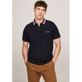 Tommy Hilfiger Poloshirt TOMMY HILFIGER "GIFTING POLO RWB COLLAR REG POLO", Herren, Gr. M, blau (desert sky), Piquu00e9, Obermaterial: 96% Baumwolle, 4% Elasthan, casual, Kurzarm, Shirts, Streifen an Kragen und Bündchen