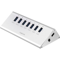 Logilink UA0228 USB 3.0 Hub 7-Port - 1x Schnell-Ladeport mit Smart IC / LED Anzeige / Überspannungsschutz, für Windows & MAC OS