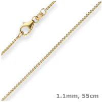 Schmuck Krone Goldkette 1,1mm Zopfkette aus 585 Gelbgold 55cm, Gold 585 goldfarben