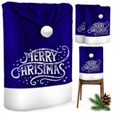 Kesser Premium Weihnachtsstuhlüberzug Set Stuhlhussen für Weihnachten Nikolausmütze Stuhlbezug Husse Weihnachtsdeko für Stühle Überzieher / Weiß / 6