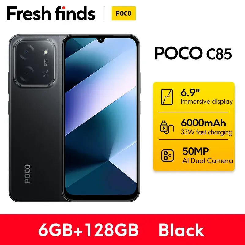 【Weltpremiere】POCO C85 Global Version Smartphone 128/256 GB Helio G81-Ultra 6000 mAh Akku 6,9-Zoll-Display 50 MP Kamera 33 W NFC