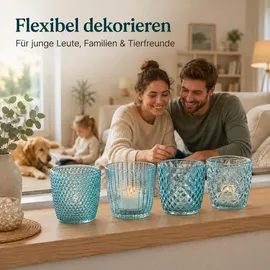 Boltze Windlicht Marilu Glas Türkis