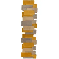 Kadima Design Handgetufteter Wollteppich `Thames Eva` - Geometrisch & Modern. Farbe: Senfgelb, 60x230 cm