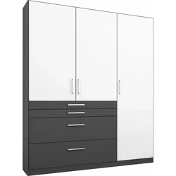 Kleiderschrank RAUCH "Harburg Drehtürenschrank Schlafzimmerschrank mit viel Stauraum", weiß (graumetallic, weiß), B:136cm H:197cm T:54cm, Schränke, Bestseller Schrank Garderobe im Schlafzimmer