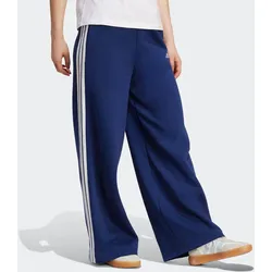 Sporthose ADIDAS SPORTSWEAR "W 3S FL PT", Damen, Gr. L, N-Gr, blau (dunkelblau), Obermaterial: 55% Baumwolle, 36% Polyester, 9% Viskose, sportlich, Hosen, Weites Bein und weiches Fleece sorgt für gemütlichen Komfort